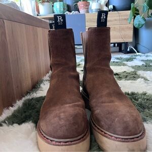 R13 Brown Suede Combat Boots
